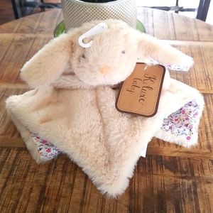 NEW Kellytoy K. Luxe Tan Floral Bunny Rabbit Lovey with Rattle - Easter Gift